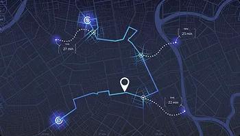 multi-stop route map showing estimated times and waypoints for car shipping tracking