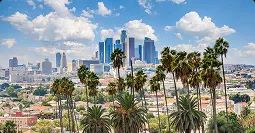 LA to NY car shipping los angeles to new york car shipping route with palm trees and skyline