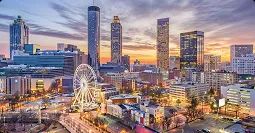 Georgia to Texas car shipping georgia to texas car shipping route with atlanta skyline at dusk