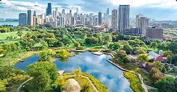 Illinois to California car shipping illinois to california car shipping route with chicago park skyline