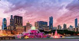 Chicago to Tampa car shipping Vibrant downtown skyline at dusk representing Chicago to Tampa car shipping route