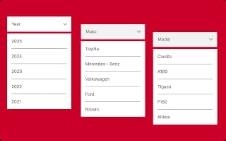 Enter Vehicle enter vehicle details example showing year make and model fields in car shipping estimator