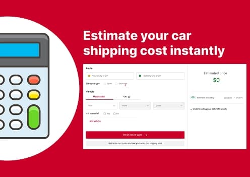 Free Car Shipping Cost Estimate free car shipping cost estimate section showing calculator graphic and instant quote interface