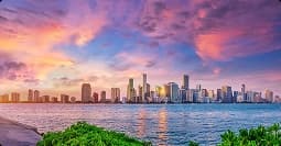 Miami to Seattle car shipping miami to seattle car shipping route skyline at sunset over the bay