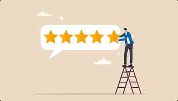 Priority service illustration of person giving five star rating representing priority service quality