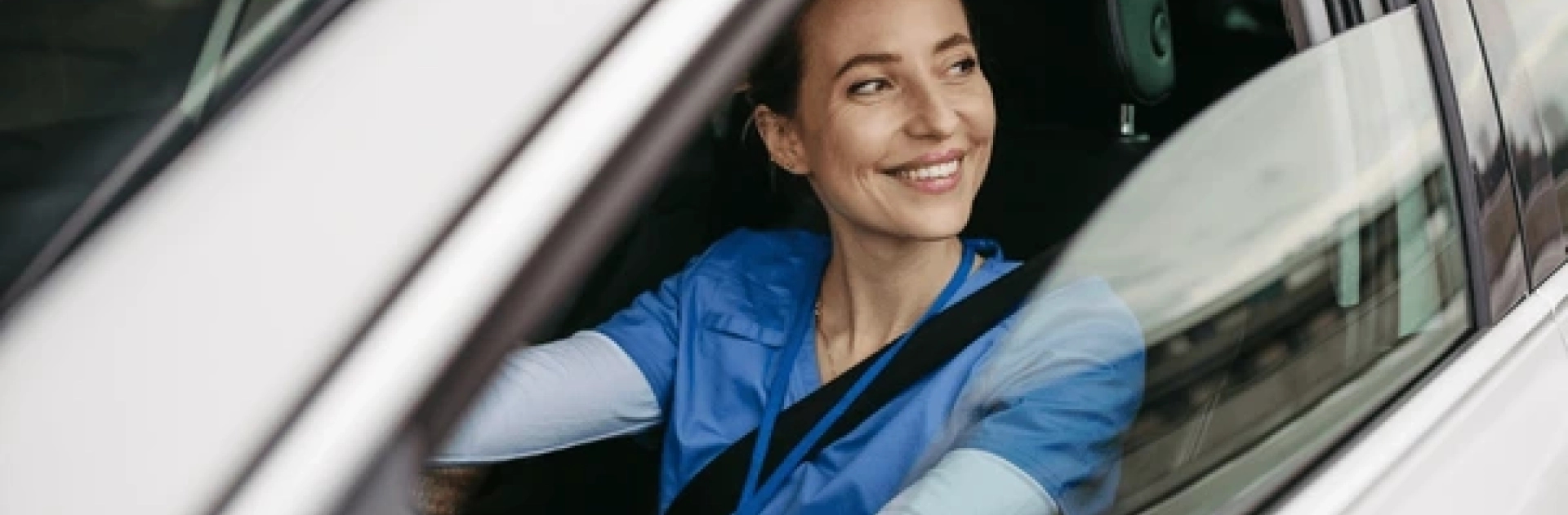 Healthcare Worker Car Shipping Nurse on background image with quote form for healthcare worker car shipping