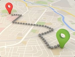 Car Shipping Route and Distance Map car shipping route and distance map showing pickup and delivery locations