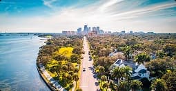 Florida to Texas car shipping florida to texas car shipping route on coastal highway with palm trees