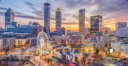Georgia to Texas car shipping georgia to texas car shipping route with atlanta skyline at dusk