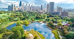 Illinois to California car shipping illinois to california car shipping route with chicago park skyline