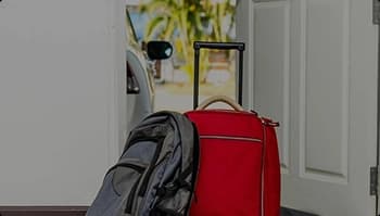 Ship your luggage suitcase and backpack by open front door ready for dorm move